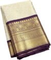 IMG-20261017-WA0092 Trending Cream & Royal Purple Border Banaras Soft Tissue Saree with Rich zari Woven Pallu
