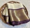 IMG-20261017-WA0093 Trending Cream & Royal Purple Border Banaras Soft Tissue Saree with Rich zari Woven Pallu