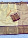 IMG-20261017-WA0096 Trending Cream & Royal Purple Border Banaras Soft Tissue Saree with Rich zari Woven Pallu