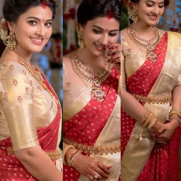 IMG-20261025-WA0021 Sneha Mam Inspired Red with Sandal Colour Saree ❤️