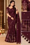IMG-20261030-WA0093 Elegant Georgette Maroon Grid Check Saree with Designer Work Blouse