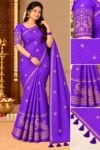 IMG-20261030-WA0095 Elegant Violet Georgette Grid Check Saree with Designer Peacock Blouse