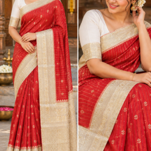 Sneha Mam Inspired Red with Sandal Colour Saree ❤️