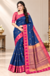 file_000000000c2881f4a39a0c5682a11493 Royal Blue with Pink Rich Zari Woven Kanchi Soft Silk Saree with Contrasting Pallu