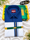 Senthoor Tex Premium Cotton Dhoti & Shirt Half Sleeve – Royal Blue