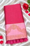 file_00000000120481fa8fc36eb96095bb5a Insta Trend Pink Soft Silk Saree with Zari Grid Checks & Rich Floral Border
