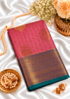 Magenta Pink Vaira Oosi Pattu Saree with Peacock Blue Zari Border