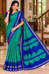 file_0000000026a081fa9a7dcac8b86ff539 Golden Temple Saree in Peacock Teal Green & Royal Blue with Zari Temple Border