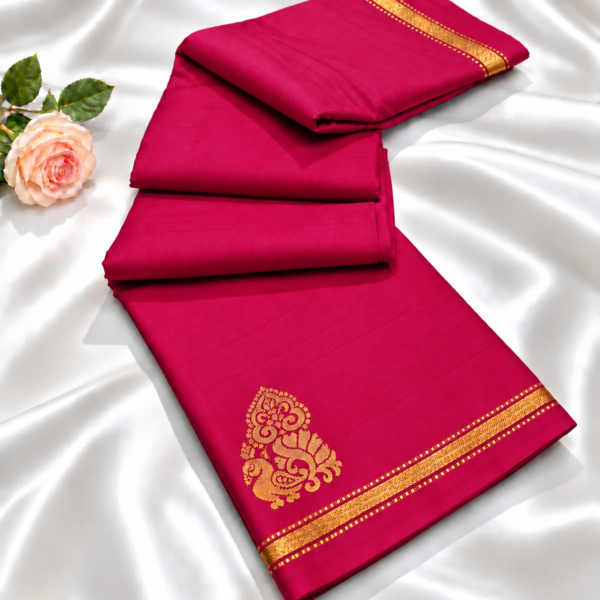Vibrant Magenta Pink Aarani Soft Silk Saree with Zari Peacock Motif Pallu