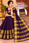 file_000000003fcc81f8b8df694ec0544b75 (1) Kanchi Cool Cotton Saree in Dark Violet with Golden Zari Border