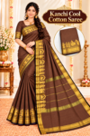 file_000000004588820c8175a012b74e9793 Kanchi Cool Cotton Saree in Rich Coffee Brown with Golden Zari Border