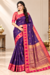 file_000000004890821092e1bc9a4e751624 Deep Purple with Pink Rich Zari Woven Kanchi Soft Silk Saree with Contrasting Pallu