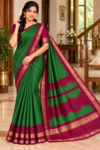 file_0000000052b081faa41f26ffebd03c7c Golden Temple Saree Forest Green & Deep Magenta with Zari Temple Border