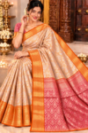 file_000000005300823094038e246c17eff0 Golden Beige Banarasi Tissue Soft Saree with Orange Zari Border