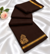 Premium Deep Coffee Brown Aarani Soft Silk Saree with Zari Peacock Motif