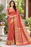 file_00000000655c8230873455cdf59d35a2 Elegant Coral Pink / Rose Soft Silk Pattu Saree with Rich Gold Zari Border & Pallu