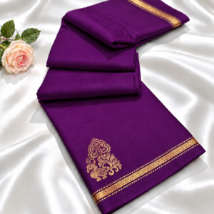 Royal Deep Violet Aarani Soft Silk Saree with Zari Peacock Motif Pallu