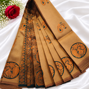 Elegant Kupera Tissue Saree with Rich Maroon Contrast Pallu and Intricate Motifs
