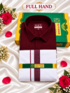 Senthoor Tex Premium Cotton Dhoti & Full Sleeve Shirt– Maroon