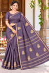 Elegant Mauve Purple Aarani Soft Silk Saree with Zari Peacock Motif Pallu