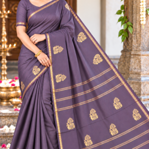 Elegant Mauve Purple Aarani Soft Silk Saree with Zari Peacock Motif Pallu