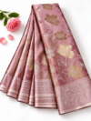 file_000000008e0081fab09153dc991e4530 Elegant Rose Pink Tissue Pattu Saree with Floral Zari Weaving