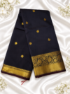 Trending Coffee Brown Banarasi Silk Saree with All-Over Gold Zari Leaf Buttas and Grand Floral Border