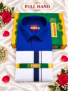 Senthoor Tex Premium Cotton Dhoti & Full Sleeve Shirt – Royal Blue