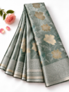 file_00000000ae5081fa9cb60e29b81726b2 Elegant Sage Green Tissue Pattu Saree with Floral Zari Weaving