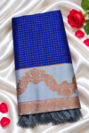 file_00000000b4f8820ba81804a7bdc460eb Insta Trend Royal Blue Soft Silk Saree with Zari Grid Checks & Silver-Grey Border