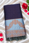 file_00000000b8a4820baedba61d9920646b Insta Trend Navy Blue Soft Silk Saree with Zari Grid Checks & Pastel Ice Blue Border