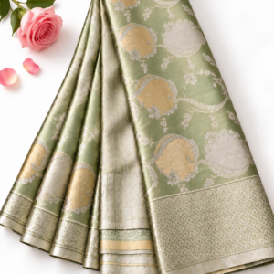 Elegant Green Tissue Pattu Saree with Grand Zari Weaving