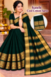 file_00000000bed88207be30a016afbbc41c (1) Kanchi Cool Cotton Saree in Bottle Green with Golden Zari Border