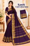 file_00000000c7f081fa9e005b8ee353e6df Kanchi Cool Cotton Saree in Deep Purple with Golden Zari Border