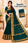 file_00000000d59481f89970111aa67bd61e Kanchi Cool Cotton Saree in Bottle Green with Golden Zari Border