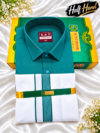 Senthoor Tex Premium Cotton Dhoti & Shirt Half Sleeve – Peacock Blue