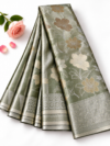 file_00000000ddf482308827467325a6ba60 Elegant Sage Green Tissue Pattu Saree with Floral Zari Weaving