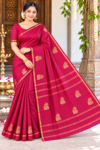Vibrant Magenta Pink Aarani Soft Silk Saree with Zari Peacock Motif Pallu