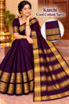 file_00000000f90c820bb3223549f998f7cf (1) Kanchi Cool Cotton Saree in Deep Purple with Golden Zari Border