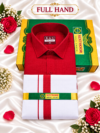 Senthoor Tex Premium Cotton Dhoti & Full Sleeve Shirt – Crimson Red